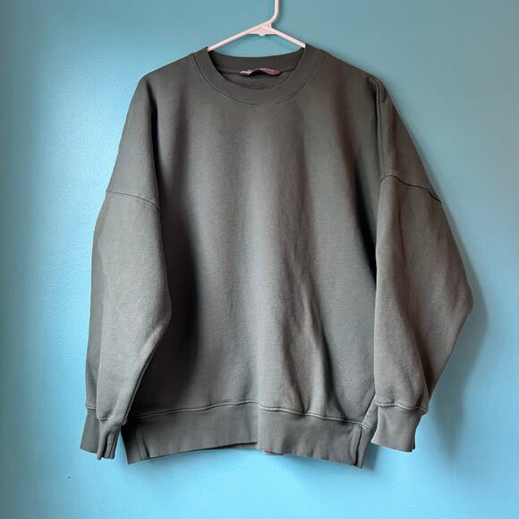 Tuff Athletics Womens Sweatshirt Fleece Crew Neck Pullover with pockets Green - Picture 2 of 7